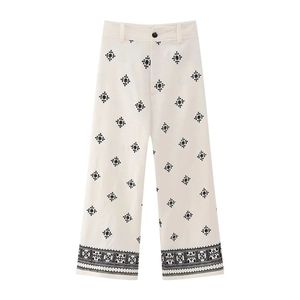 Straight 100% Cotton Canvas Breathable Eco-Friendly Elastic Waist Casual Autumn Women's <b>Trousers</b> - Product Image 5