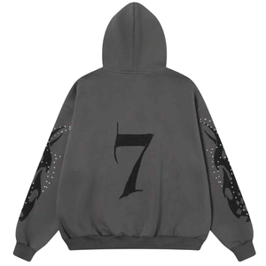 Sweat à capuche zippé Y2K personnalisé, délavé à l'acide, imprimé graphique strass, coupe oversize, streetwear, molleton de haute qualité, épais pour l'hiver - Product Image 4