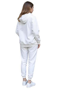 Ensemble deux pièces tricoté décontracté haut de gamme, écologique, respirant, léger, d'hiver, uni, brodé, patchwork, à capuche, style streetwear - Product Image 4