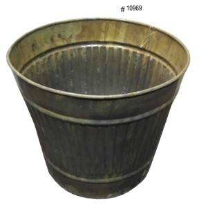 Grey Round Metal Nursery <b>Planter</b> Contemporary Multicolor Metal Plant Pot - Product Image 2