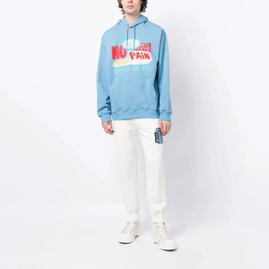 เสื้อฮู้ดโอเวอร์ไซส์สีฟ้าอ่อน ผ้าฝ้ายถัก สไตล์ลำลอง พิมพ์ลาย มีกระเป๋าหน้า สไตล์ฤดูใบไม้ร่วง สำหรับทุกเพศ - Product Image 3
