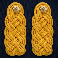 Épaulettes de grade pour hommes, broderie dorée, en tissu noir, insignes d'uniforme, taille adulte, accessoires d'uniforme
