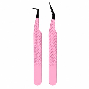 Pinzas angulares rosas para pestañas, de acero inoxidable, punta suave, aplicador de precisión, herramienta profesional para artistas de pestañas - Product Image 3