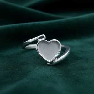 High Quality Wholesale 925 Sterling Silver Heart Blank Bezel Setting Bypass Band Semi Mount Ring Eco Friendly Handmade DIY - Product Image 6