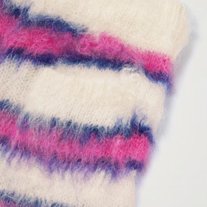 Custom Design Men Mohair Knit Shorts Loose Fit Striped Knitted Drawstring Mohair Blend Winter Knitwear Shorts - Product Image 3