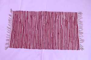 Handmade <b>Red</b> White Striped Flat Weave Cotton Rug Rectangle Bohemian Style Living Room Area Rug - Product Image 2