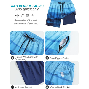 Shorts de bain décontractés pour hommes, été, confortables, taille élastique, poches amples, logo personnalisé imprimé, imperméables, séchage rapide - Product Image 4