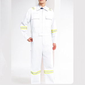 Combinaison de travail blanche réfléchissante personnalisée à manches longues avec bandes de sécurité - Product Image 4