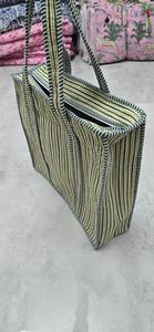 Bolso Tote de Algodón Vintage para Mujer, con Cadenas de Hombro de 18 Pulgadas, Cierre de Cremallera, Ligero, para Compras, Otoño/Invierno - Product Image 3