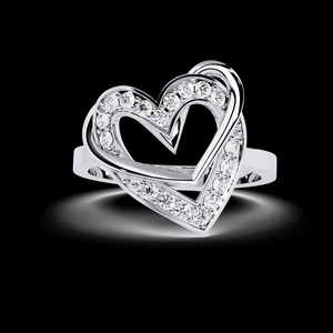 Anillo de Compromiso de Joyería Fina con Diseño Romántico de Doble Corazón, Diamante Natural, Venta al por Mayor desde India - Product Image 3