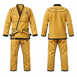Uniforme Premium de Jiu-Jitsu Brasileño QST Unisex BJJ Gi 100% Algodón Antibacterial Transpirable Ecológico 440g con Ribete Dorado y Negro - Product Image 1