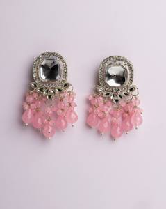 Pendientes de lujo con cuentas rosa pastel, hechos a mano, de aleación de zinc, tono dorado tradicional, étnicos, para boda, venta al por mayor para mujer - Product Image 2