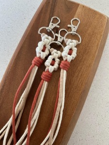 Artistic Large Flower Knot Macrame Keychain Decorative Object Suitable For Backpack And Handbag Decoration From India - Product Image 2