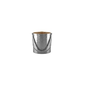 Seau à glace carré en acier inoxydable fait main, design zen asiatique, avec couvercle en bois et poignée métallique, capacité 5L, idéal pour les fêtes - Product Image 1