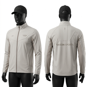 Veste d'entraînement de golf pour homme, 240 GSM, polyester et élasthanne, texture marbrée, panneau avant contrastant, manches contrastantes, logo personnalisé, sublimation, broderie. - Product Image 6