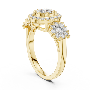 Anillo de lujo chapado en oro amarillo/rosa/blanco con rodio, engaste halo a presión, para uso diario, boda o novia, con acento de piedra lunar para mujer - Product Image 3