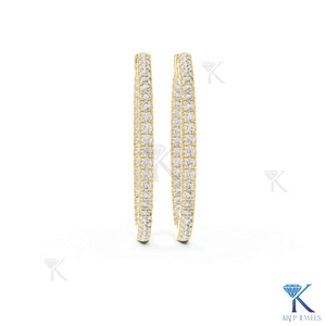 Lab Grown CVD HPHT Diamond Double Row Pave Large <b>Hoop</b> <b>Earrings</b> 14K 18K <b>Solid</b> Gold Fine Women's Wedding & Party Jewelry - Product Image 4