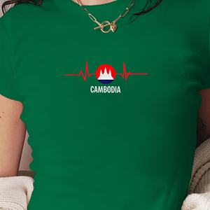 Camiseta corta de moda para mujer con diseño de latido de Camboya - Product Image 2