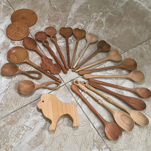 Vietnam Factory Supply Simple Wooden Spoon Natural Kitchen Utensil Handmade Cooking Spoon Bulk Export Supplier - Product Image 1
