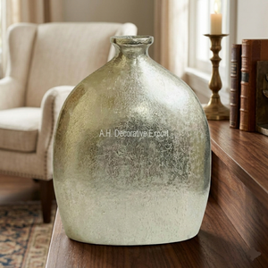 Speckled Metallic Bud <b>Vase</b> Frosted Silver Bottle Centerpiece Contemporary Oval Metal <b>Vase</b> for Living Room & Hotel Staging Decor - Product Image 3