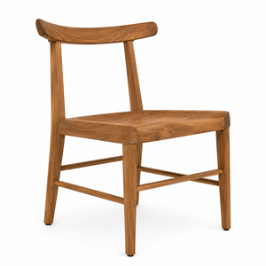 Chaise de salle à manger moderne en teck massif avec dossier incurvé |   Chaise de salle à manger contemporaine faite à la main et écologique pour appartement, parc, hôtel - Product Image 2