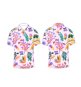 Camisa polo con estampado floral multicolor lavanda para hombre, camiseta informal de manga corta a la moda de verano - Product Image 3