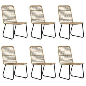 Juego de Comedor Apilable de 7 Piezas de Ratán Sintético y Roble para Jardín - Product Image 6