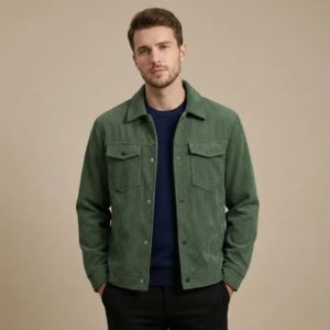 เสื้อแจ็คเก็ตผ้าลูกฟูกสำหรับผู้ชาย เสื้อแจ็คเก็ตเชิ้ตติดกระดุมลำลองทรงเข้ารูป - Product Image 1