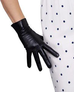 ถุงมือหนังผู้หญิง หนังแพะ ข้อมือสั้น คลาสสิก แฟชั่นฤดูหนาว ถุงมืออุ่นๆ - Product Image 1