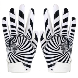 Gants de football américain personnalisés OEM pour receveur, à doigts complets, en cuir synthétique respirant, avec fermeture auto-agrippante et grip adhérent, unisexe - Product Image 2