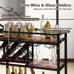 Carrello da Bar a 3 livelli per la cucina di casa con portabottiglie e portabicchieri su ruote eleganti armadi da Bar - Product Image 3