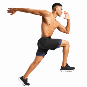 Custom Men's 2 in 1 Running <b>Shorts</b> 5 Inch Quick Dry Compression Liner Phone Pocket OEM Gym <b>Shorts</b> - Product Image 4