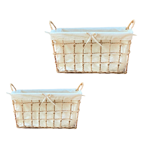 High-Quality Natural Water Hyacinth Seagrass Rattan Bamboo <b>STORAGE</b> <b>BASKET</b> with Metal Frame Cotton Liner Custom <b>Storage</b> <b>Basket</b> - Product Image 1
