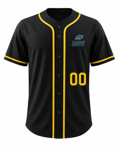 Camiseta Deportiva SAMI ENTERPRISES para Hombre, Negra, Estilo Béisbol, Manga Corta, con Botones, Malla Sublimada, Absorbe la Humedad - Product Image 4