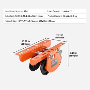 Carrello Elettrico con Capacità di 2200 Libbre/1 Tonnellata, Carrello Manuale PA200 PA250 PA300 PA400 PA500 con Doppie Ruote per Carrelli a Mano - Product Image 5