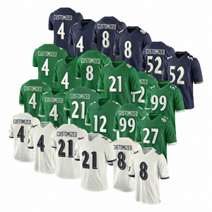 Camiseta de fútbol americano personalizada de tela suave de poliéster, nombre del equipo y número personalizados, ropa deportiva para hombre, camiseta transpirable para aficionados. - Product Image 1