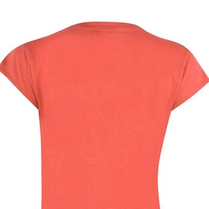 Women's V-Neck Short Sleeve T-<b>Shirt</b> Solid Color Knitted Fabric Casual Regular Fit All Seasons Orange - Product Image 4