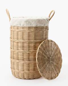 Vietnam Natural Handmade Rattan Laundry <b>Basket</b> with Handles Water Hyacinth <b>Storage</b> <b>Baskets</b> Seagrass Organizer <b>Basket</b> <b>Bathroom</b> - Product Image 1