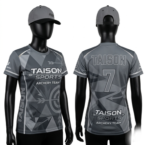 Maillot de Tir à l'Arc en Polyester Interlock Premium 180 GSM Rouge et Noir avec Panneaux Latéraux Sublimés, Logo Personnalisé Brodé et Transfert Thermique - Product Image 5