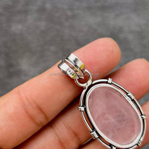 Colgante de Plata de Ley 925, colgante de piedras preciosas de Cuarzo Rosa Pera, regalos de Año Nuevo, regalos para mujeres - Product Image 3