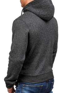 Sweat-shirt à capuche zippé pour homme, coupe ajustée, couleur unie, en coton French Terry, décontracté, pour l'automne, avec poche avant - Product Image 2