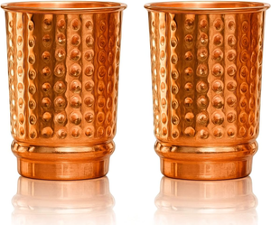 Ensemble de gobelets en cuivre pur martelé de luxe, fabriqués à la main, de la marque Blossom Premium, 2 pièces, écologiques, réutilisables, lavables, portables, ayurvédiques - Product Image 3