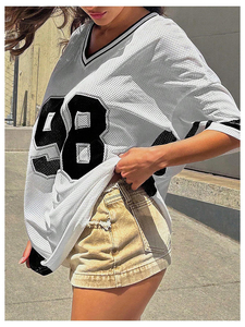 T-shirt d'été pour homme en maille unie à manches courtes, coupe oversize, grande taille, séchage rapide, pour la course et le sport - Product Image 5