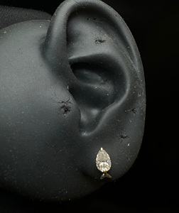 Contemporary 14K Gold Pear Moissanite Fish Earrings Dainty Solid Gold Stud <b>Jewelry</b> With Lab Grown Diamond <b>Inspired</b> Brilliance - Product Image 6
