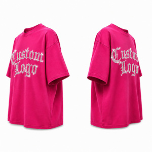 เสื้อยืดโอเวอร์ไซส์สีชมพูประดับคริสตัลแบบกำหนดเอง |   เสื้อยืดลายกราฟิกสไตล์โกธิคคริสตัลบลิง |   เสื้อยืดแฟชั่นสตรีทแวร์แบบยูนิเซ็กซ์ขายส่ง - Product Image 4
