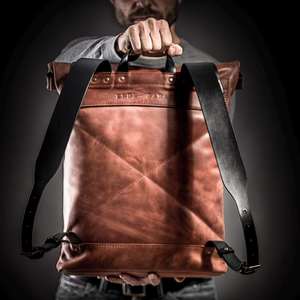 Sac à dos en cuir pleine fleur à fermeture enroulable pour homme, sac de voyage en cuir de vachette, sacoche pour ordinateur portable grande capacité, exportation mondiale LTBP-0112 - Product Image 2