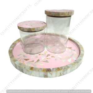 Bandeja de Servicio de Madera y Acrílico con Tapa de MOP, 32x32x5 CM, Color Rosa, Certificación EPCH, para Hoteles y Restaurantes, Artesanía de Calidad - Product Image 1