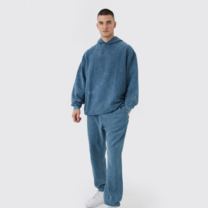 Survêtement Homme Personnalisé avec Logo OEM, Coupe Droite Oversize, Tendance Streetwear, Tenue de Sport, Effet Délavé à l'Acide - Product Image 3
