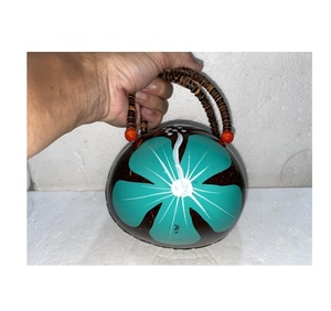 Vintage Coconut Shell Crossbody Bag Fabric Lined Zippered Purse Use for Unisex Daily Souvenir Beach Bag Summer Gifts - Product Image 5