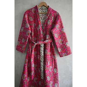 Chaqueta Acolchada de Algodón Hecha a Mano, Estilo Boho, Reversible, Abrigo Largo para Mujer, Bata Kantha, Ropa Étnica - Product Image 5